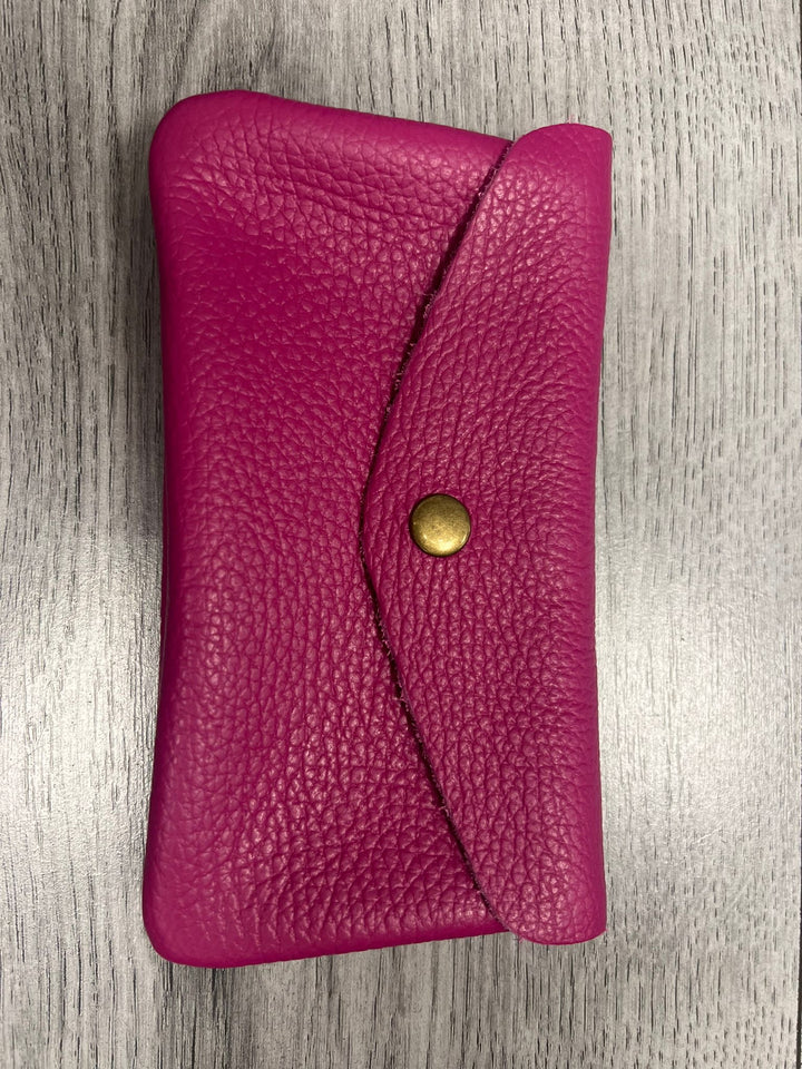 Italian leather button purse- large