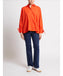 French Connection Cambria Cotton Tie Up Bow Shirt- Flame Orange