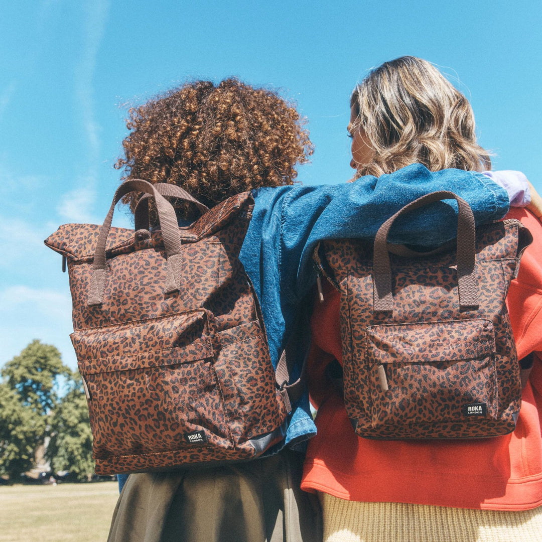 Roka London Canfield Roll Top Backpack - Small - Mini Leopard