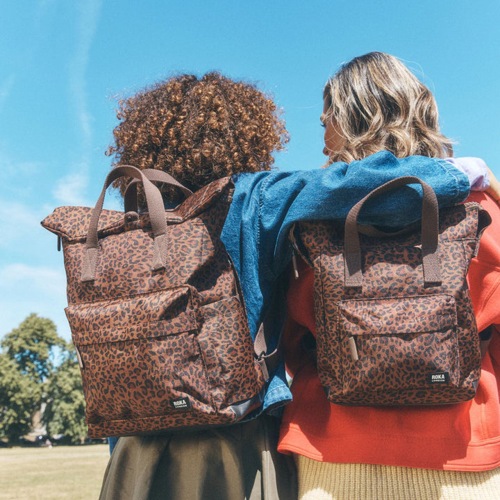Roka London Canfield Roll Top Backpack - Small - Mini Leopard