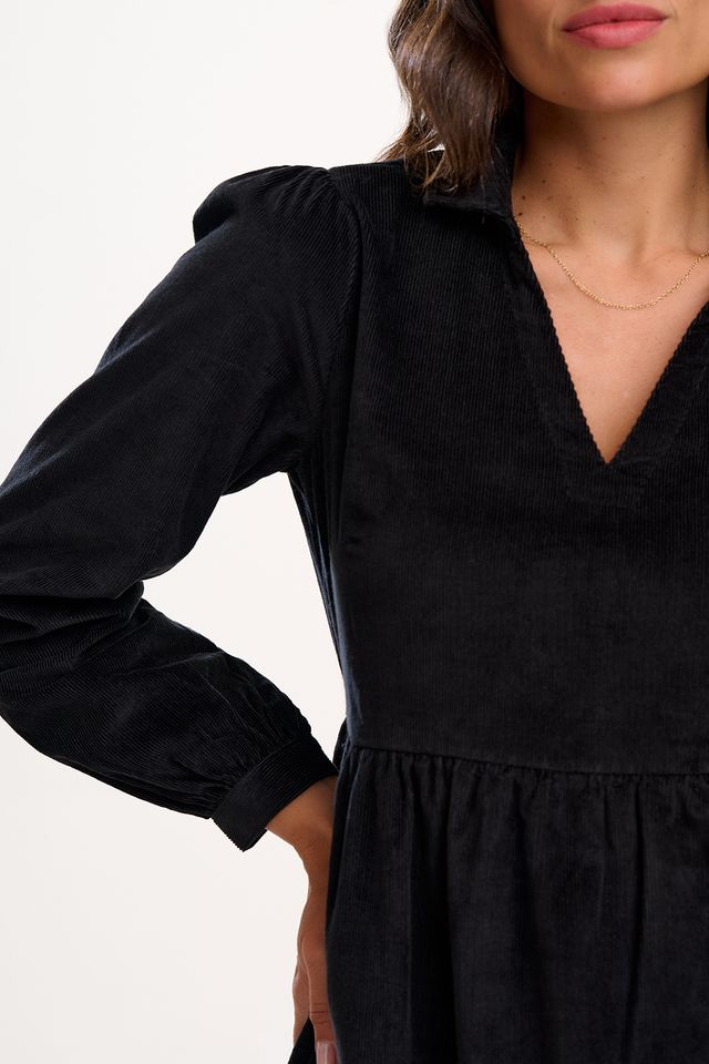 Sugarhill Brighton Adrianna Midi Smock Dress- Black Cord