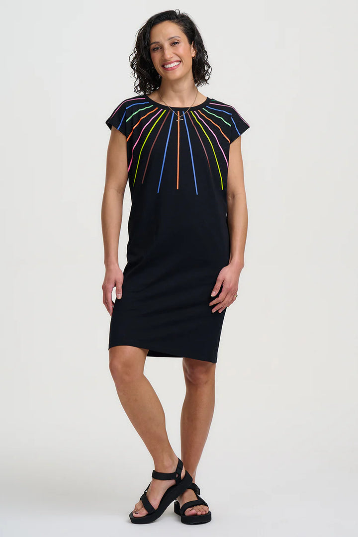 Sugarhill Brighton Katelyn Jersey Dress- Black Lazer Rainbow