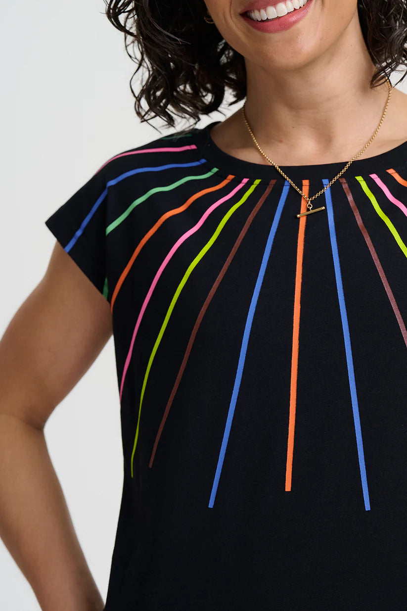 Sugarhill Brighton Katelyn Jersey Dress- Black Lazer Rainbow