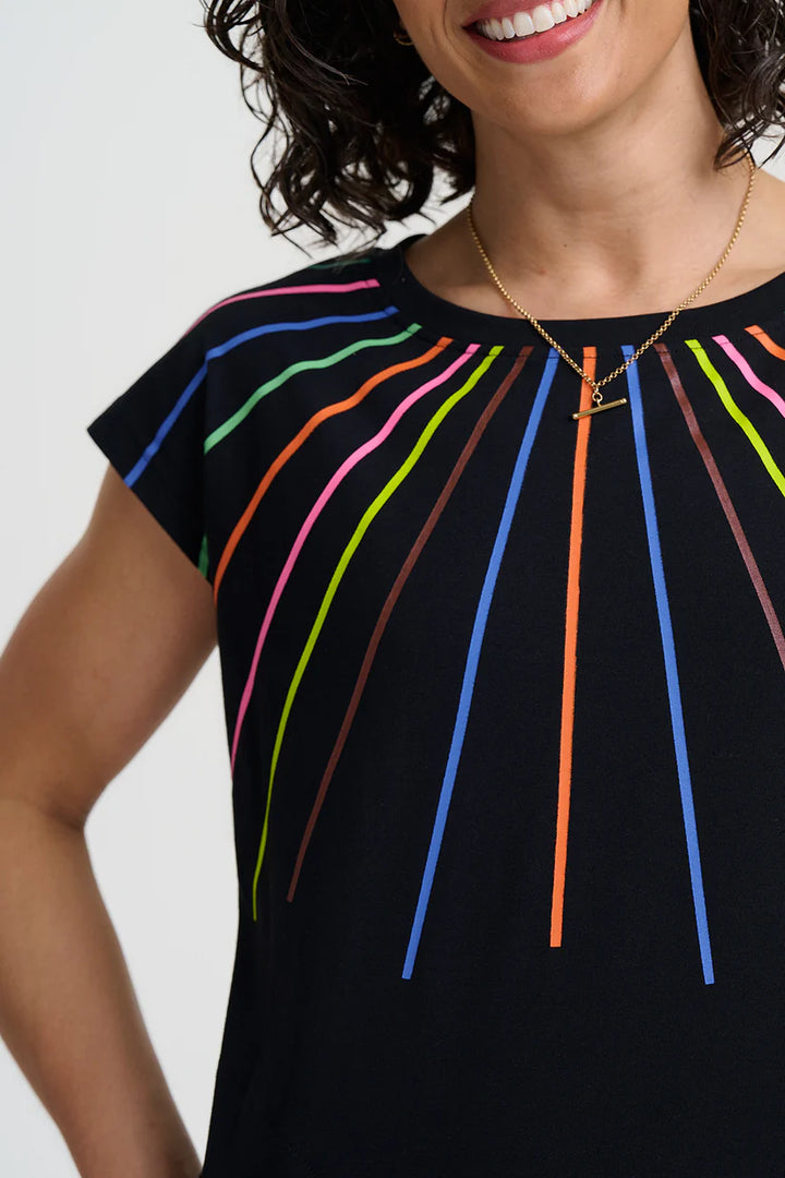 Sugarhill Brighton Katelyn Jersey Dress- Black Lazer Rainbow
