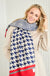 Elie Beaumont Navy Blue Dogtooth Check Luxury Scarf
