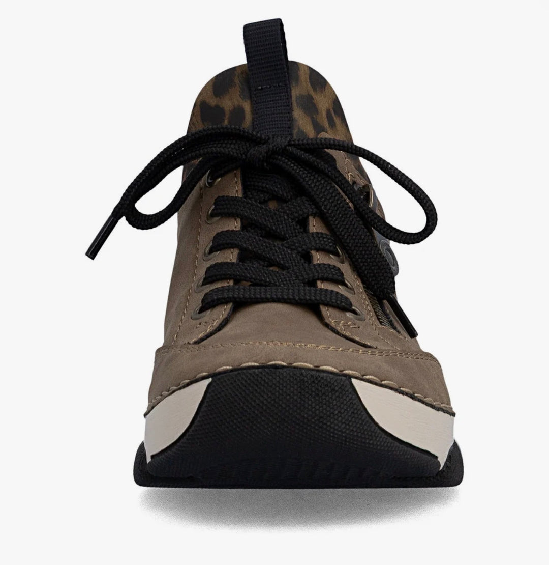 Rieker Zip Up Leopard and Brown Trainers- 45973-24