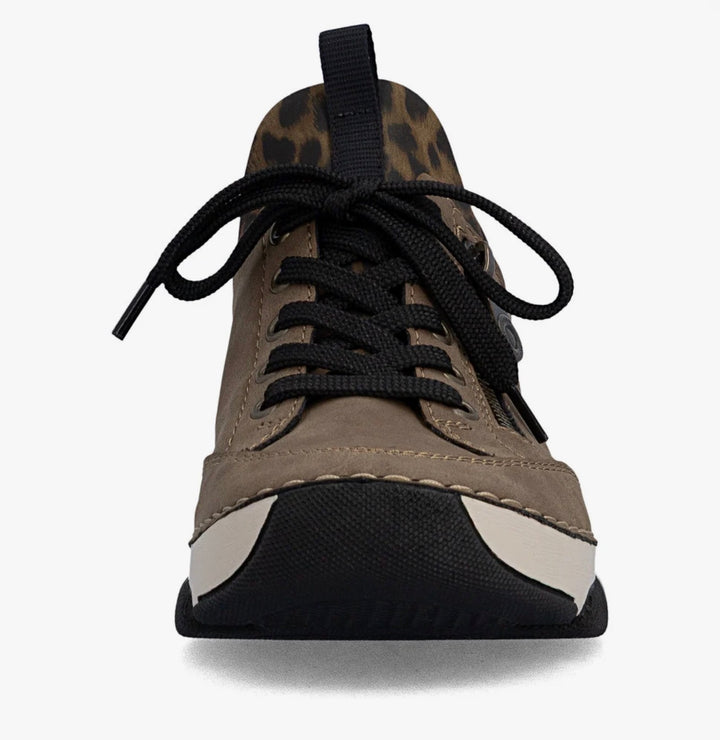 Rieker Zip Up Leopard and Brown Trainers- 45973-24