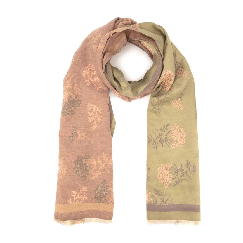 Elie Beaumont Dusty Pink & Olive Luxury Scarf