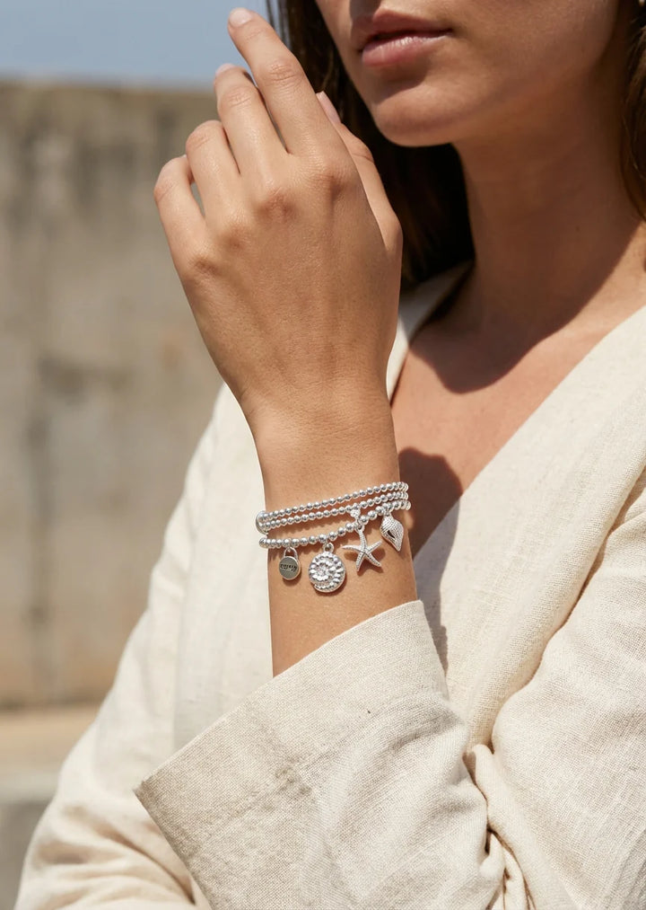 Envy Triple Layered Silver Ocean Inspired Charm Bracelet