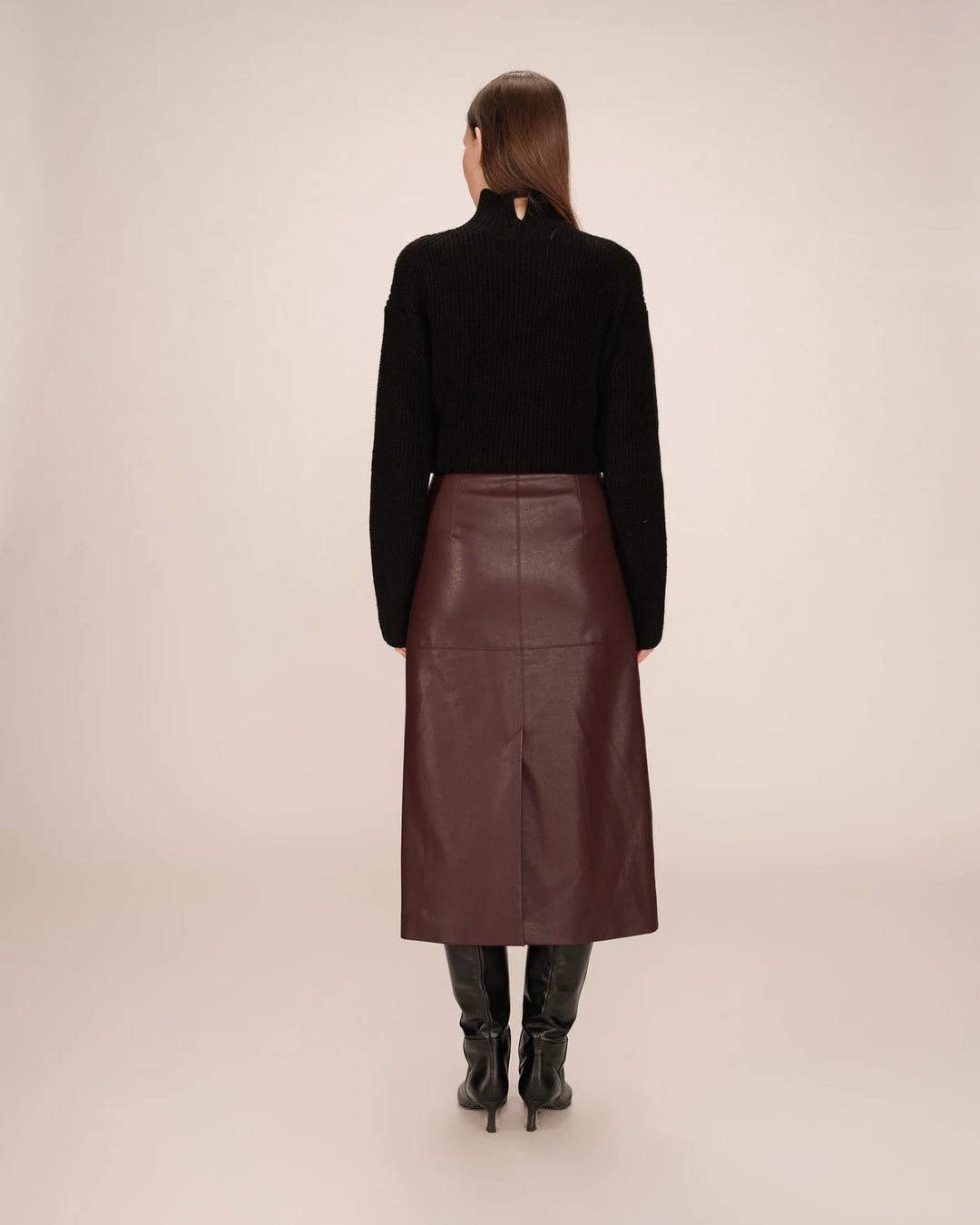 Grace & Mila Sirene Skirt- Faux Leather - Bordeaux
