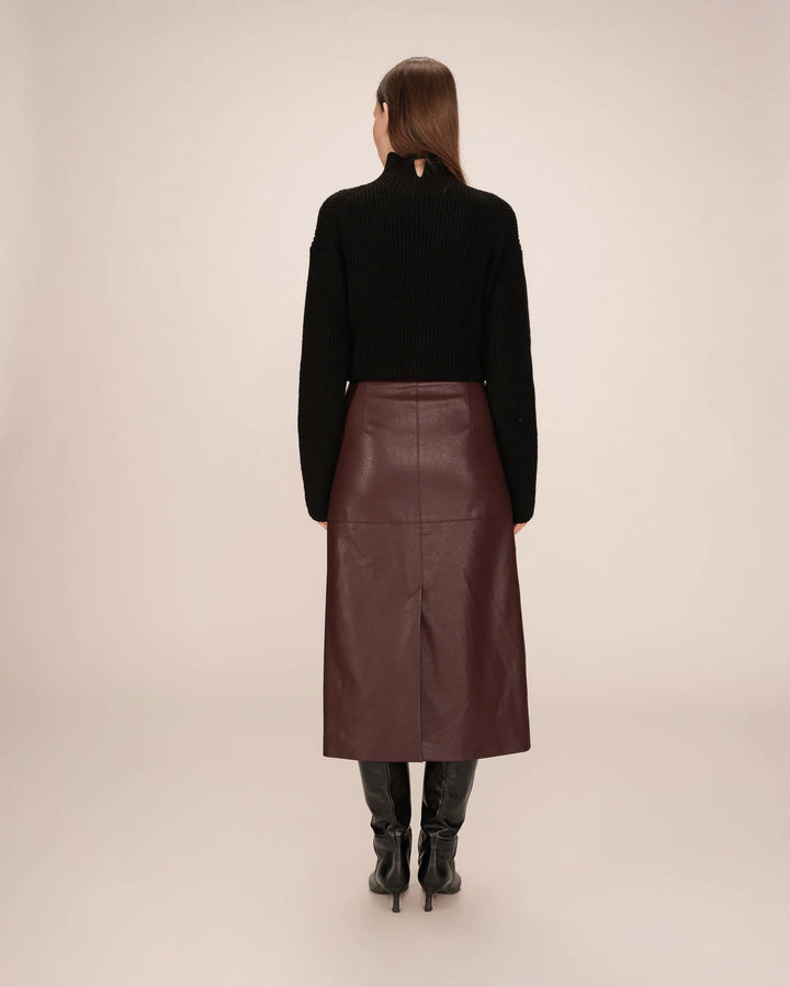 Grace & Mila Sirene Skirt- Faux Leather - Bordeaux