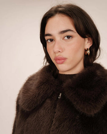 Grace and Mila Shonna Faux Fur Coat - Chocolat