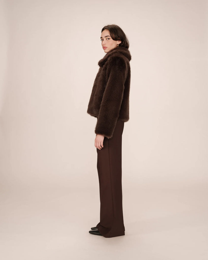 Grace and Mila Shonna Faux Fur Coat - Chocolat