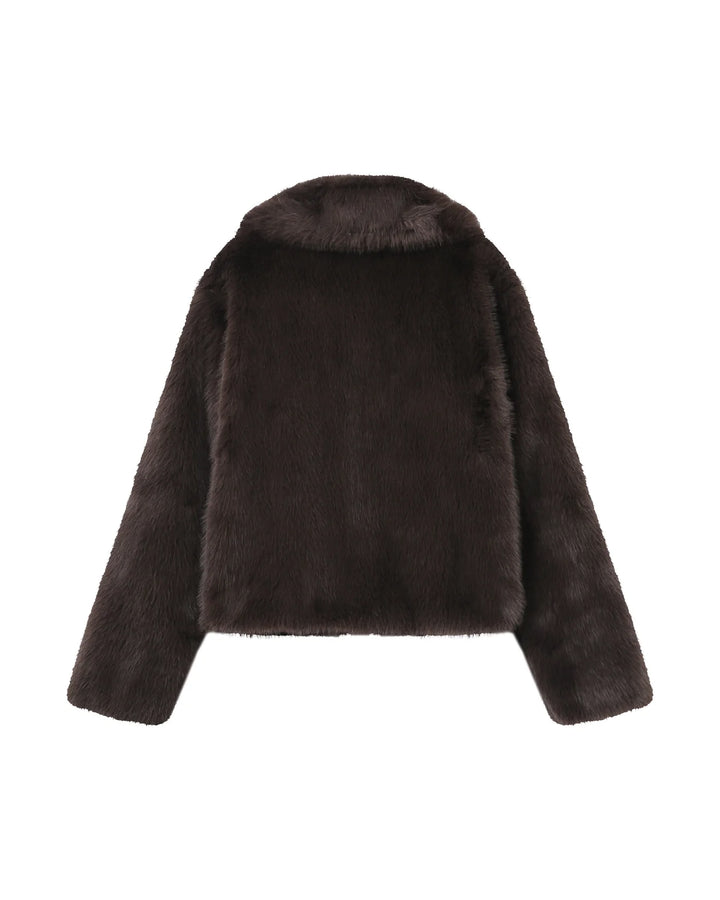 Grace and Mila Shonna Faux Fur Coat - Chocolat