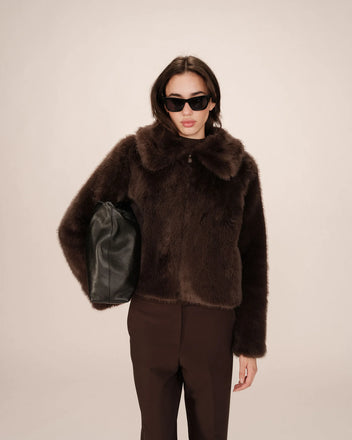 Grace and Mila Shonna Faux Fur Coat - Chocolat