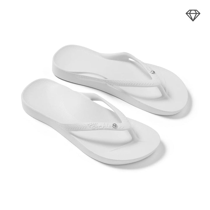 Archies Arch Support Flip Flops- Crystal White