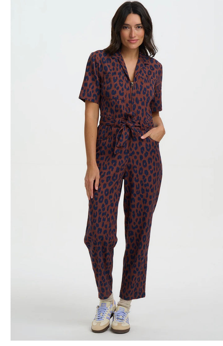 Sugarhill Brighton Meredith Boilersuit- Rust/Navy Leopard
