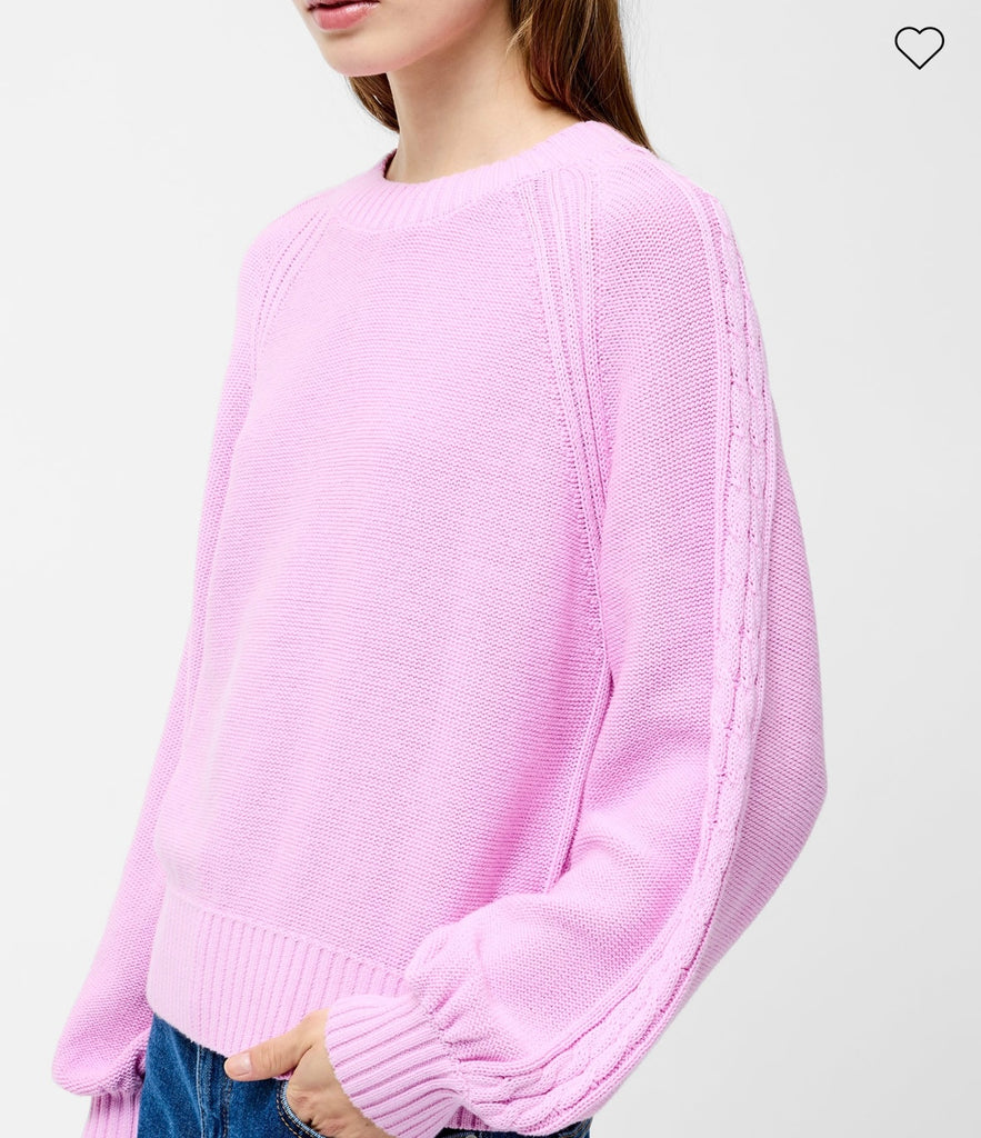 French Connection Lily Mozart Long Sleeve Cable Jumper -Bubblegum Pink