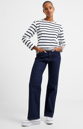 French Connection Rallie Stripe Long Sleeve Slash Neck Tee