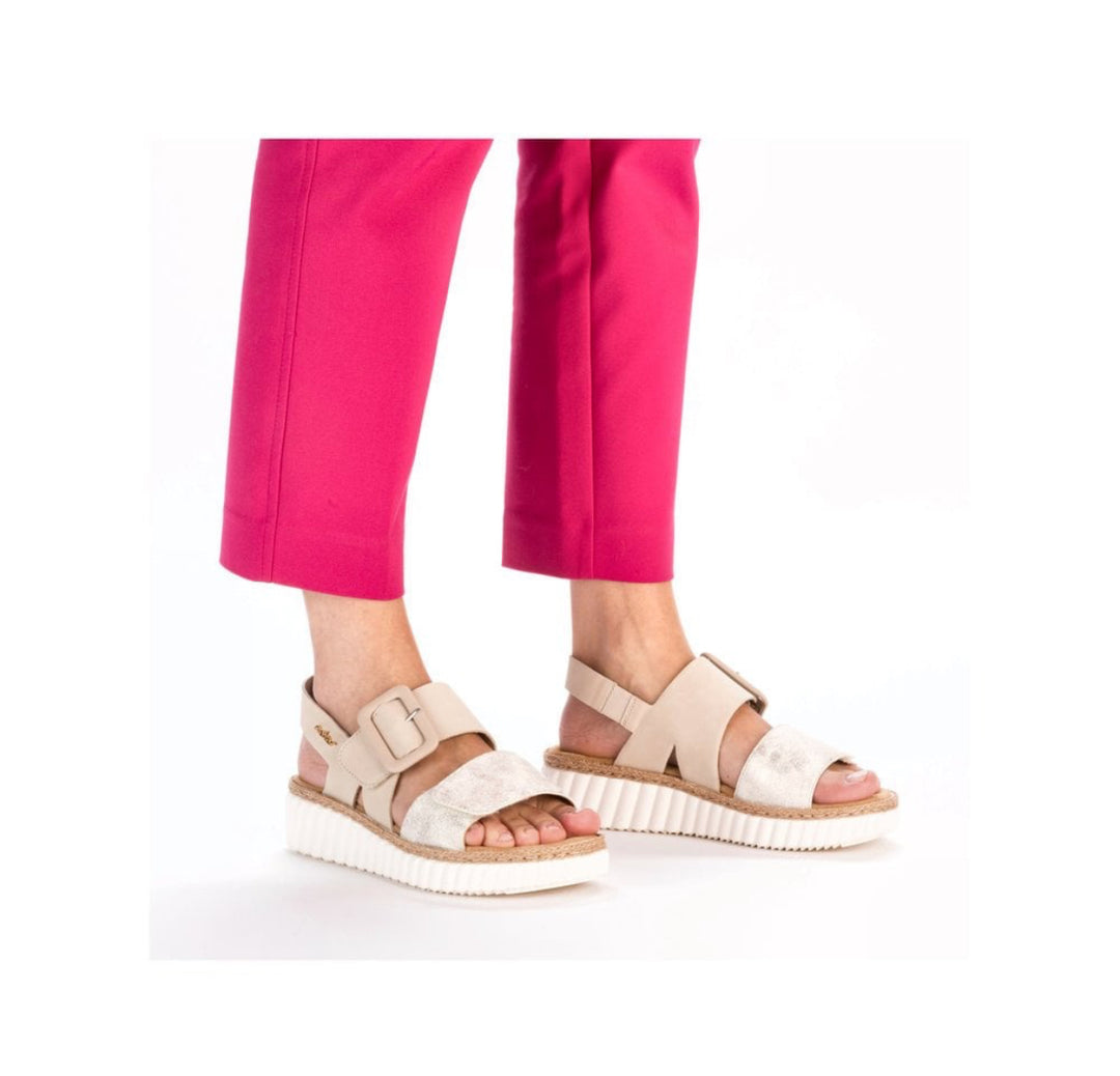 Rieker 69260-60 ladies Hook & Loop sandal- beige