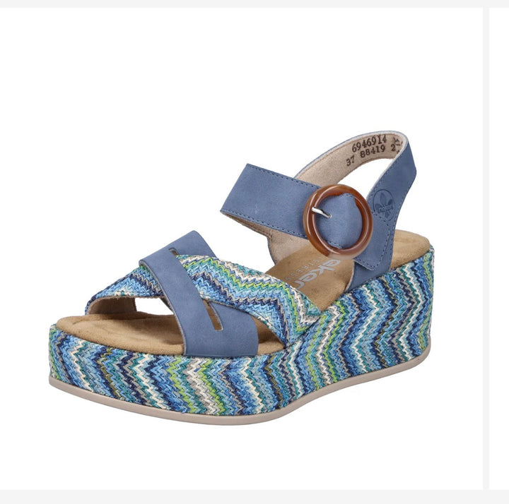 Rieker Wedge Sandal - Blue 69469-14