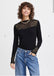 Ichi Kidetta Long Sleeved laced top-Black