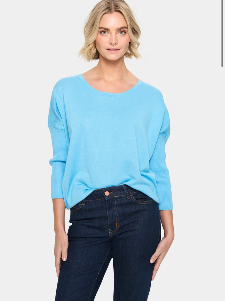 Saint tropez Mila Round Neck pullover- Ethereal blue