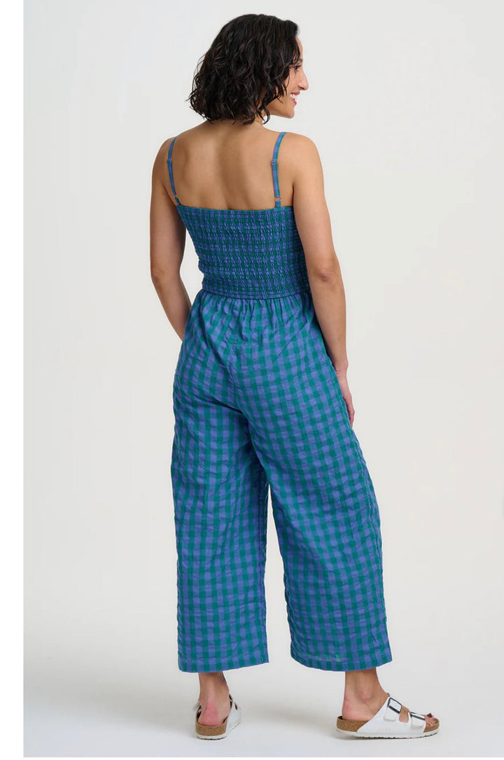 Sugarhill Brighton Annabeth Jumpsuit- Blue & Green Peacock Check