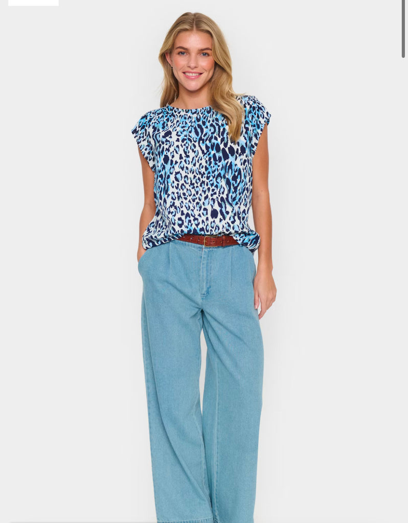 Saint Tropez BlancaSZ Blouse - Baby's Breath Blue Animal