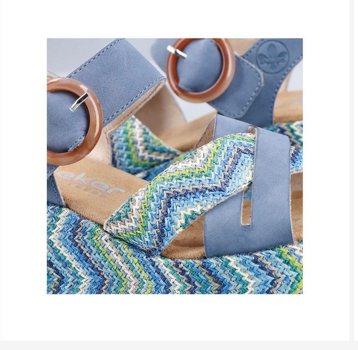 Rieker Wedge Sandal - Blue 69469-14
