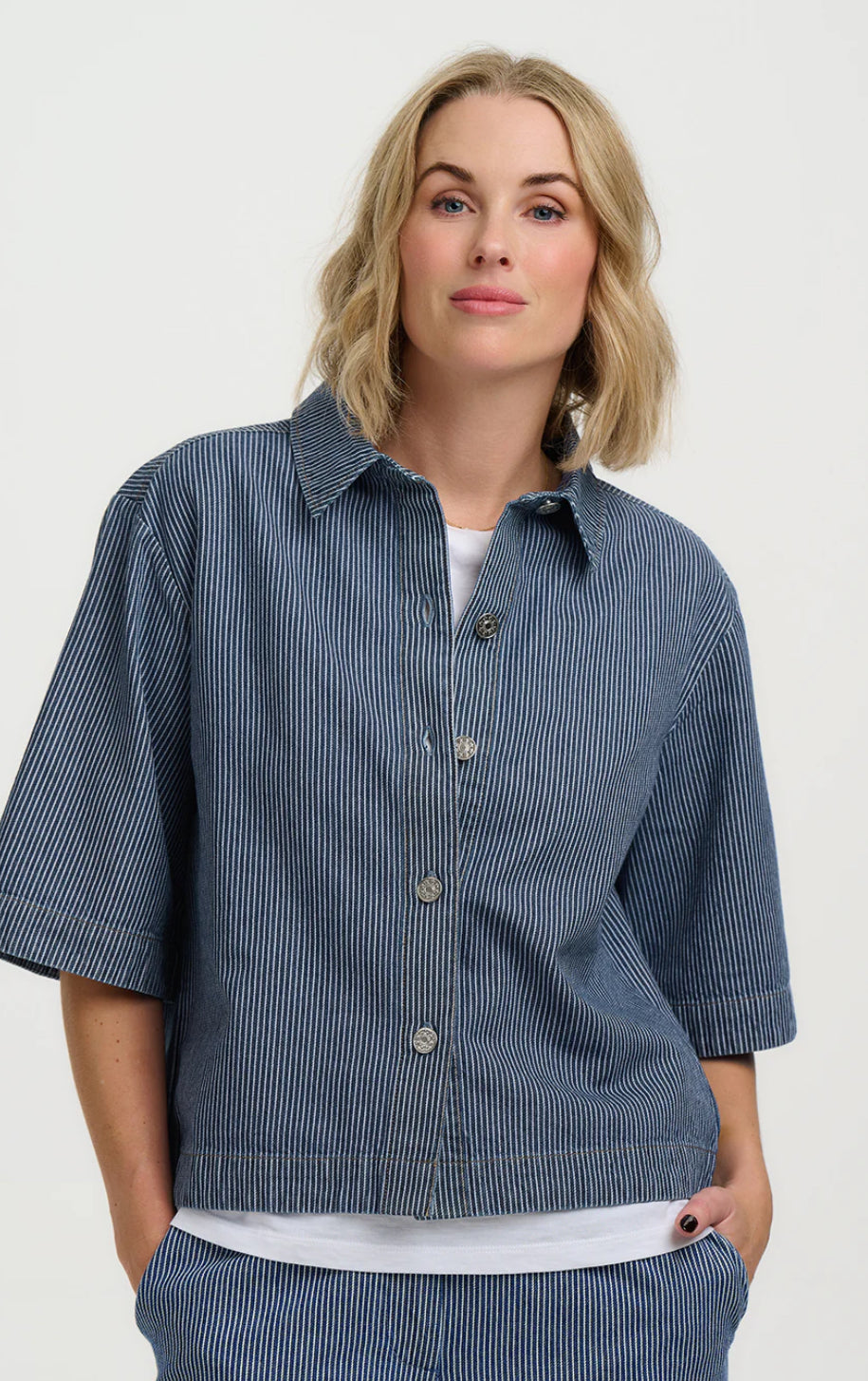 Sugarhill Brighton Amity Jacket- Blue Striped Denim