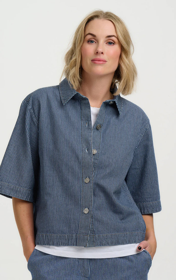 Sugarhill Brighton Amity Jacket- Blue Striped Denim