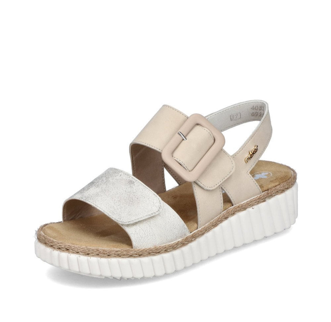 Rieker 69260-60 ladies Hook & Loop sandal- beige