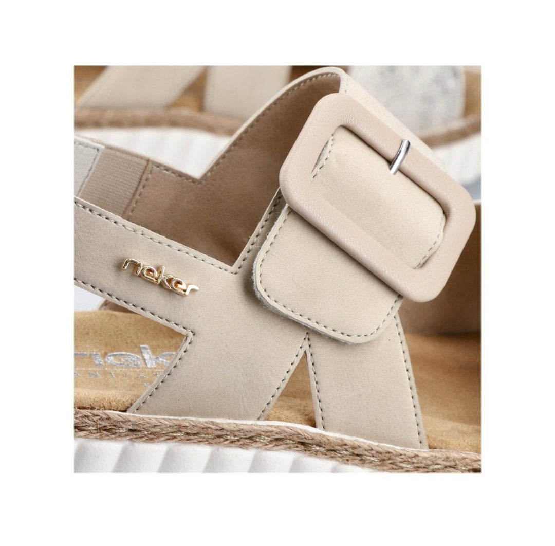 Rieker 69260-60 ladies Hook & Loop sandal- beige