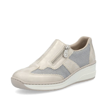 Rieker Zip side wedge Trainer - Beige 48760-60