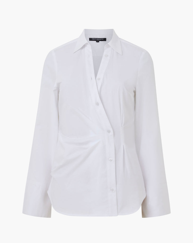 French Connection Isabelle Poplin Asymmetric White Shirt