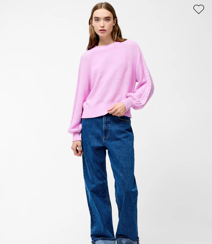 French Connection Lily Mozart Long Sleeve Cable Jumper -Bubblegum Pink