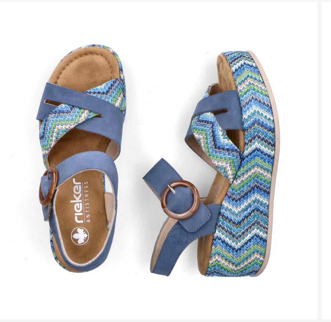 Rieker Wedge Sandal - Blue 69469-14