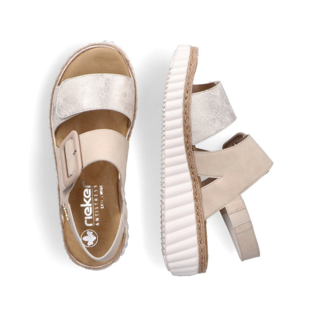 Rieker 69260-60 ladies Hook & Loop sandal- beige