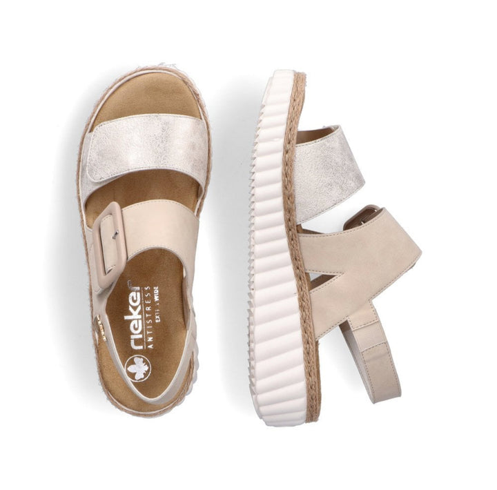 Rieker 69260-60 ladies Hook & Loop sandal- beige