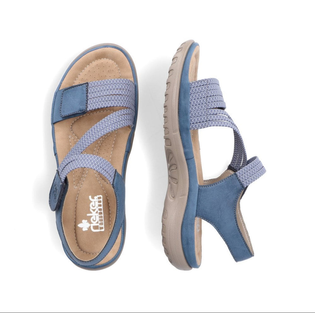 Rieker Strappy Walking Sandals - Blue