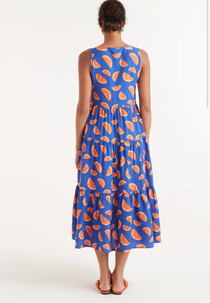 Compania Fantastica Grapefruit print midi dress with straps