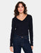 Saint Tropez Mila Long Sleeved V neck Pullover- Night Sky