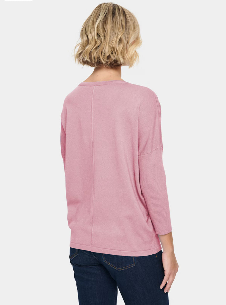 Saint Tropez Mila Round Neck Pullover- Pink Nectar