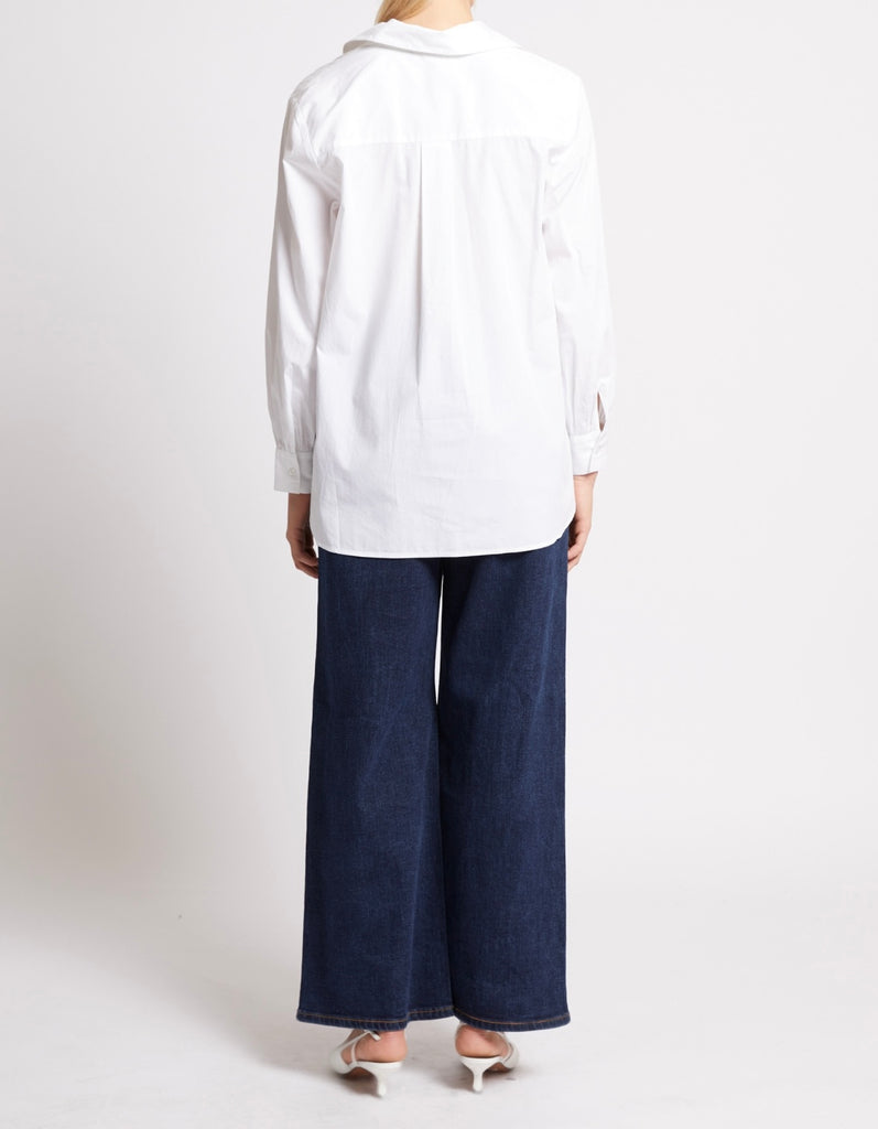 French Connection Cambria Cotton Embellished White Shirt
