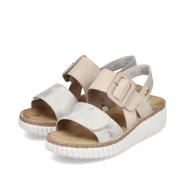 Rieker 69260-60 ladies Hook & Loop sandal- beige