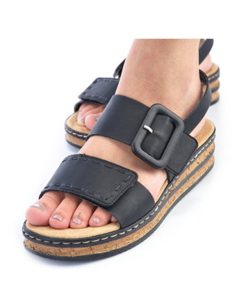 Rieker 62950-00 LadiesHook and Loop Sandal- Black