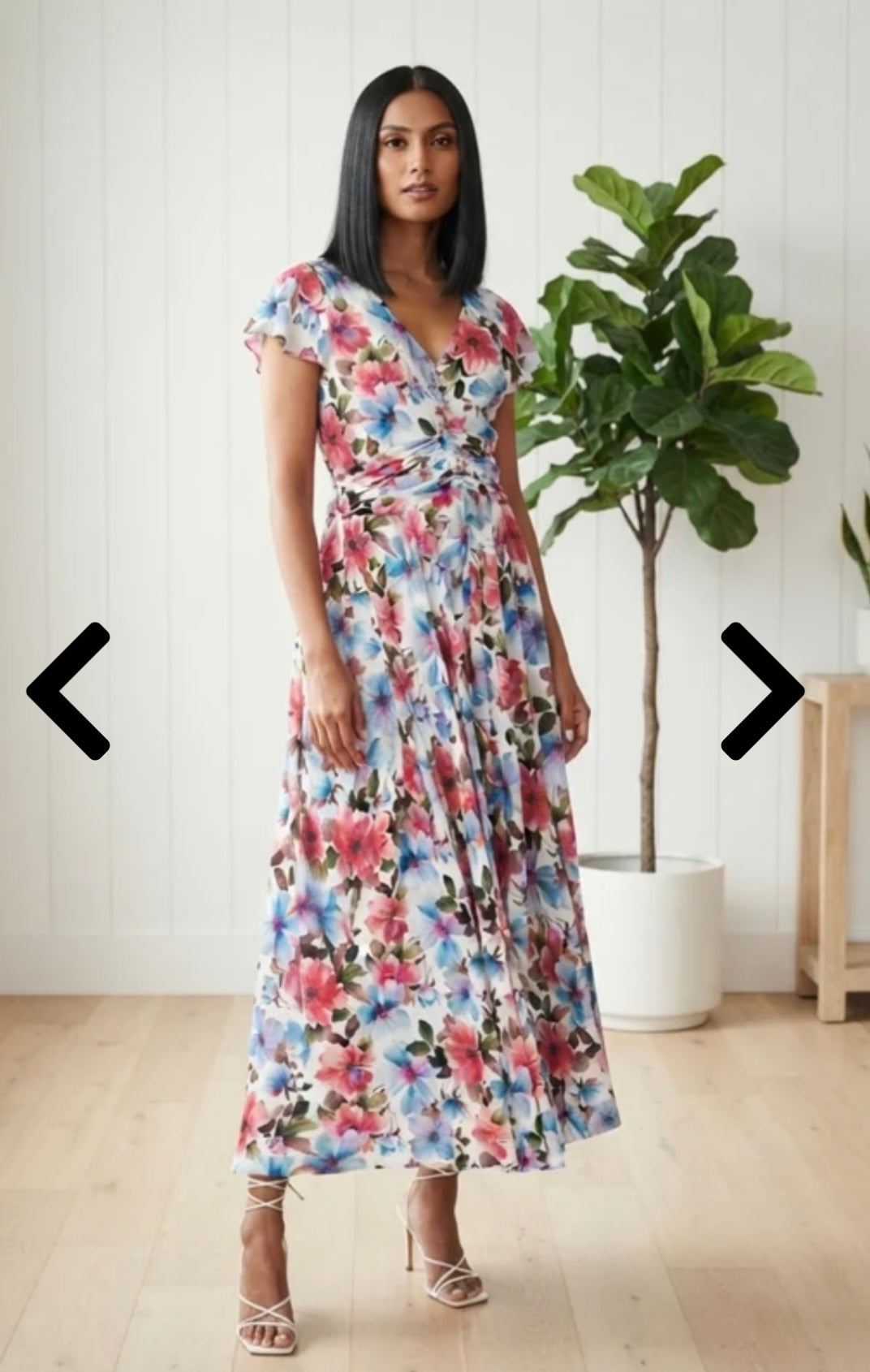 Stella London Blue & Pink Floral Wrap Maxi Dress