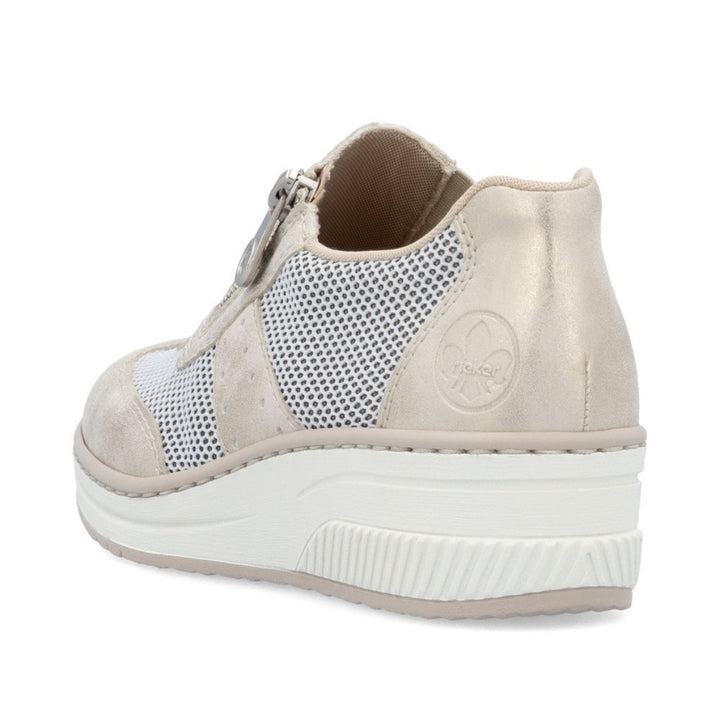 Rieker Zip side wedge Trainer - Beige 48760-60