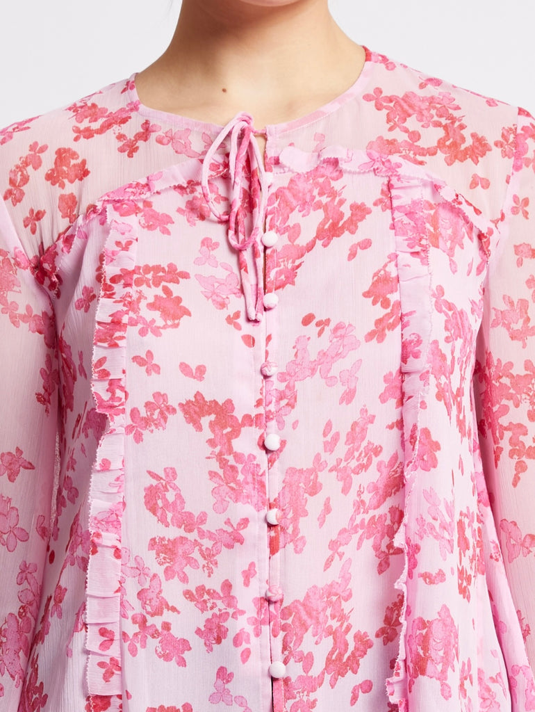 French Connection Isla Hallie Crinkle Tie Neck Top